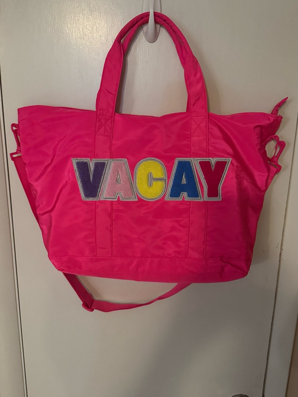 Hot Pink 'VACAY' Nylon Tote Bag